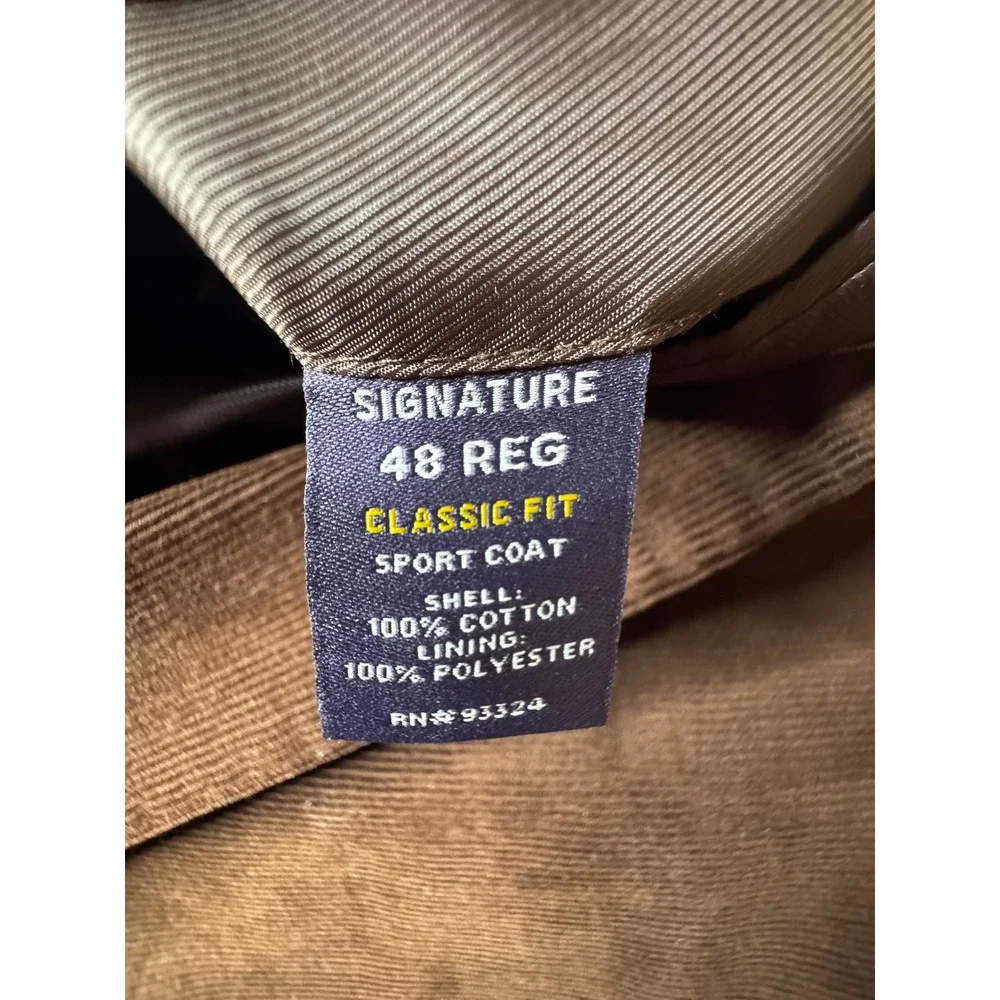 Stafford Signature Mens 48 Reg Brown Corduroy Sport Coat Blazer‎ Elbow Patches